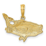 Load image into Gallery viewer, 14K Yellow Gold 2-D Bass Fish With Tail Up Charm Pendant
