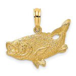 Load image into Gallery viewer, 14K Yellow Gold 2-D Bass Fish With Tail Up Charm Pendant
