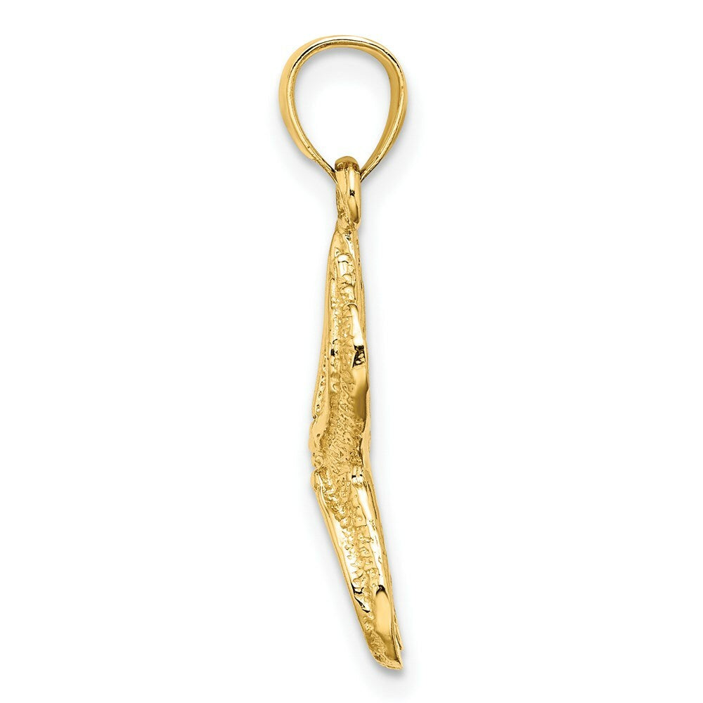 14K Yellow Gold Textured Starfish Charm Pendant