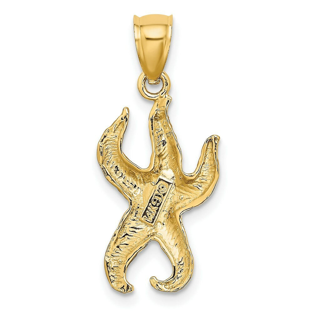 14K Yellow Gold Textured Starfish Charm Pendant