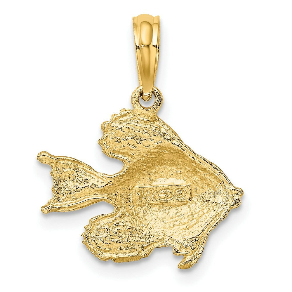 14K Yellow Gold Polished and Engraved Fish Charm Pendant