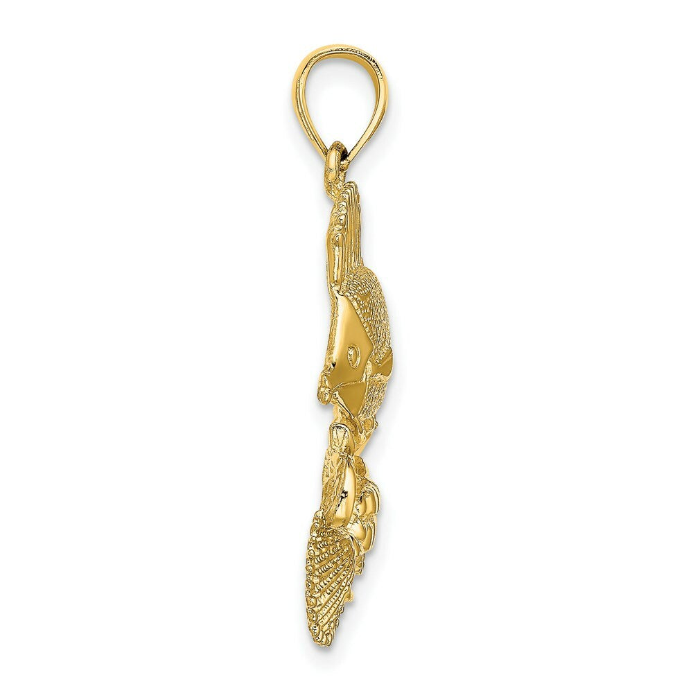 14K Yellow Gold Polished and Textured Aquarium Story Charm Pendant
