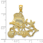 Load image into Gallery viewer, 14K Yellow Gold Polished and Textured Aquarium Story Charm Pendant
