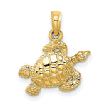 Load image into Gallery viewer, 14K Yellow Gold Textured SEA TURTLE Charm Pendant
