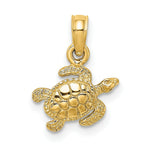Load image into Gallery viewer, 14K Yellow Gold Textured SEA TURTLE Charm Pendant
