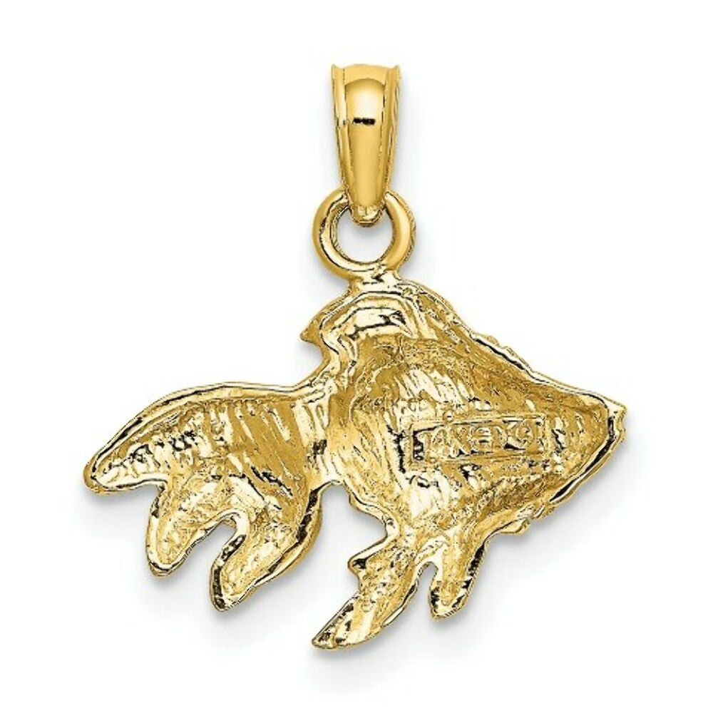 14K Yellow Gold 2-D & Textured Gold Fish Charm Pendant