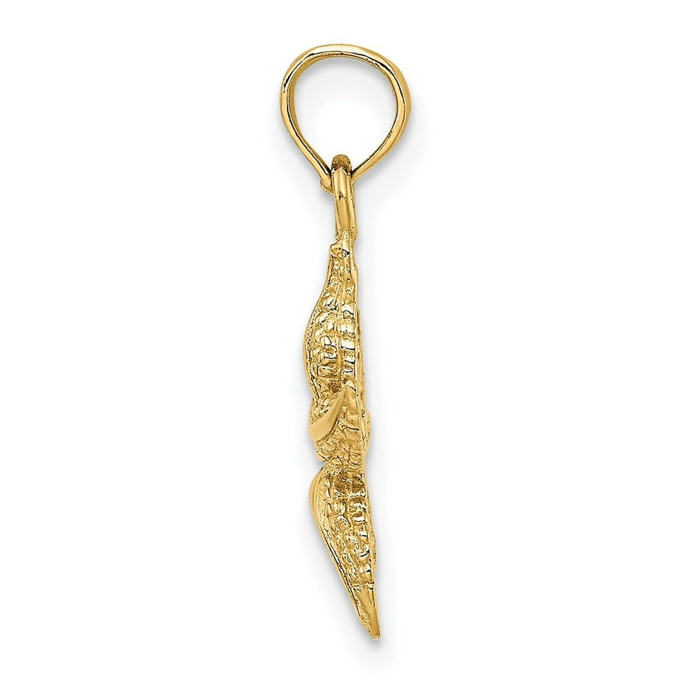 14K Yellow Gold 2-D & Textured Starfish Charm Pendant