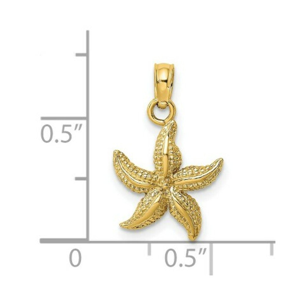 14K Yellow Gold 2-D & Textured Starfish Charm Pendant
