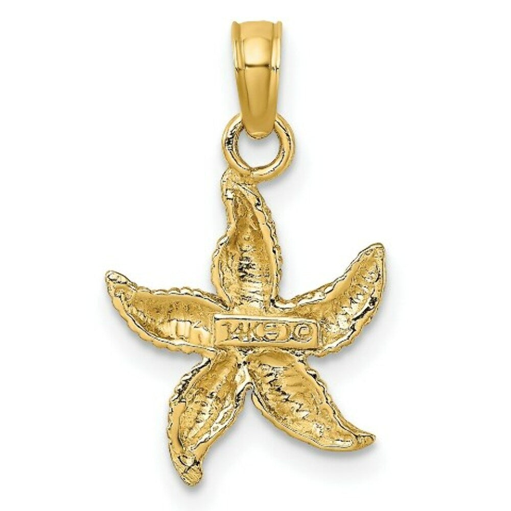 14K Yellow Gold 2-D & Textured Starfish Charm Pendant