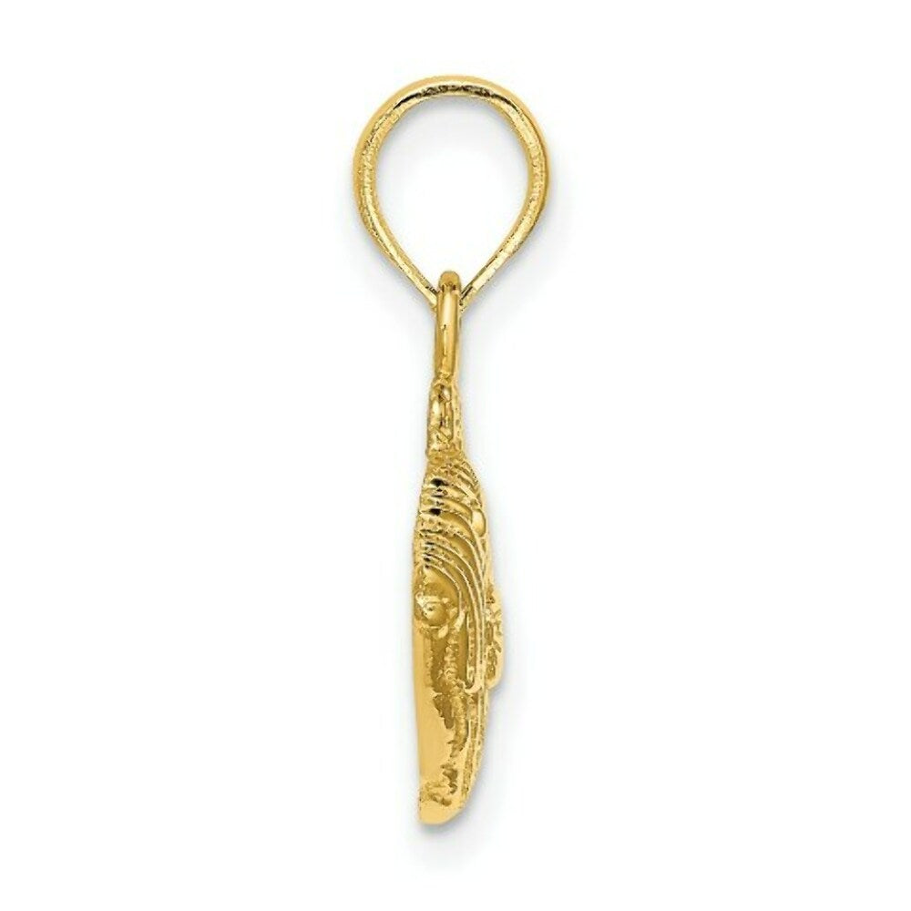 14K Yellow Gold 2-D & Engraved Striped Fish Charm Pendant