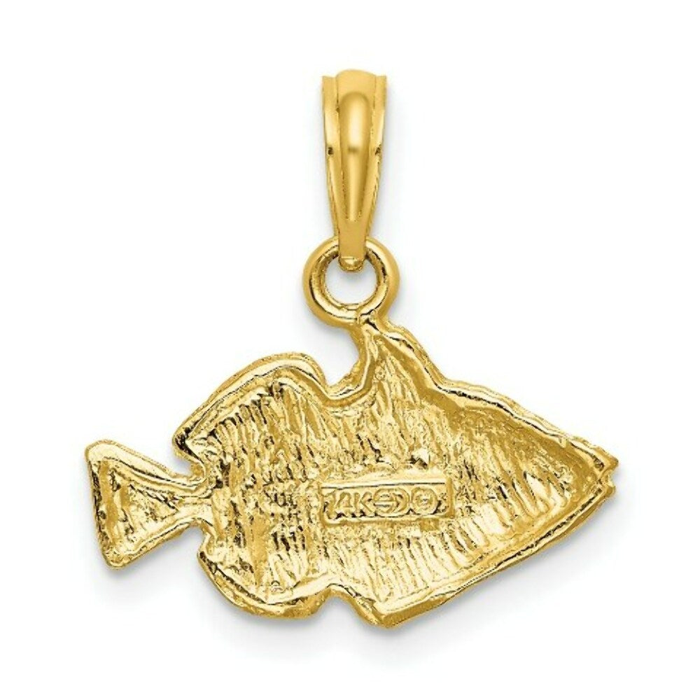 14K Yellow Gold 2-D & Engraved Striped Fish Charm Pendant