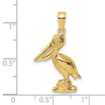 Load image into Gallery viewer, 14K Yellow Gold 3-D Large Pelican Standing With Moveable Mouth Charm Pendant
