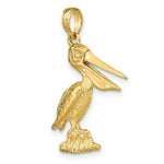 Load image into Gallery viewer, 14K Yellow Gold 3-D Large Pelican Standing With Moveable Mouth Charm Pendant
