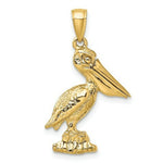 Load image into Gallery viewer, 14K Yellow Gold 3-D Large Pelican Standing With Moveable Mouth Charm Pendant

