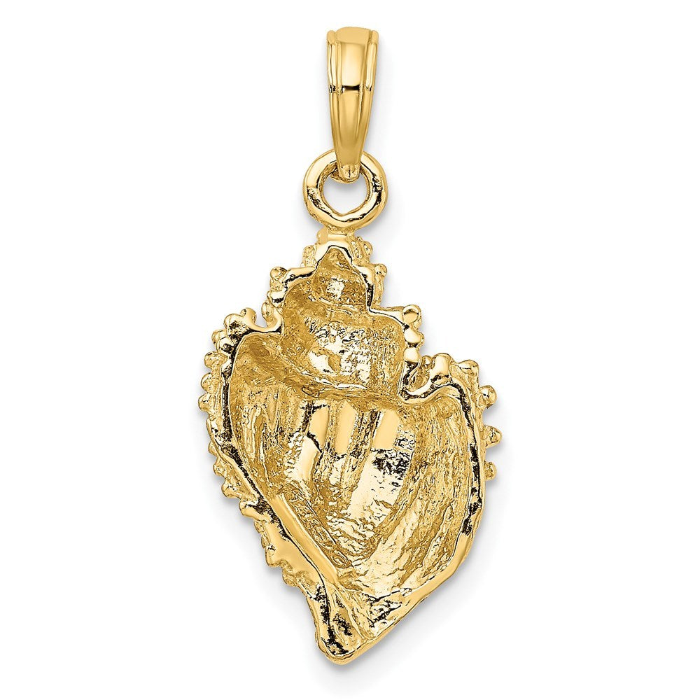 14K Yellow Gold 2-D Textured Conch Shell Charm Pendant