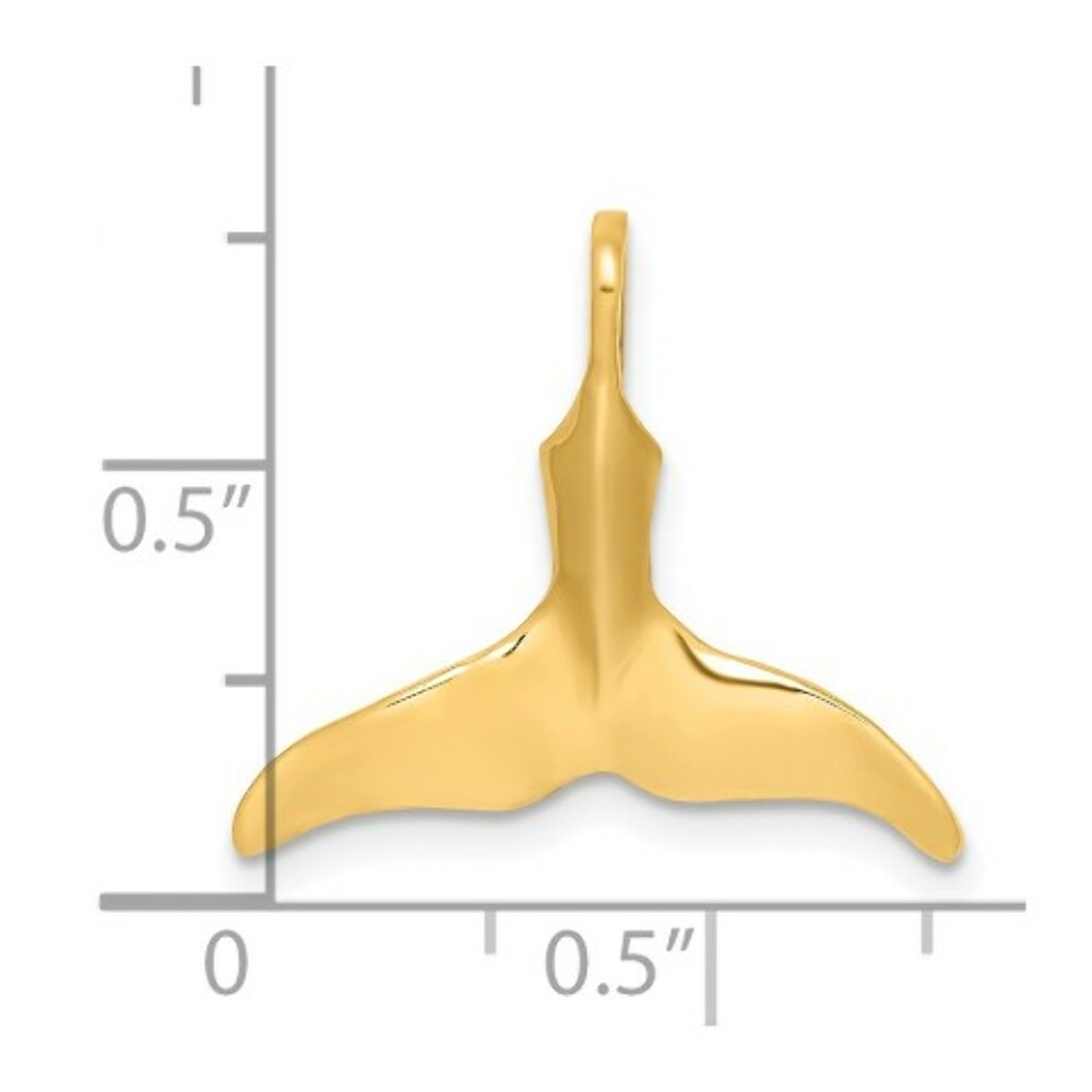 14K Yellow Gold 3-D & Polished WHALE TAIL Charm Pendant