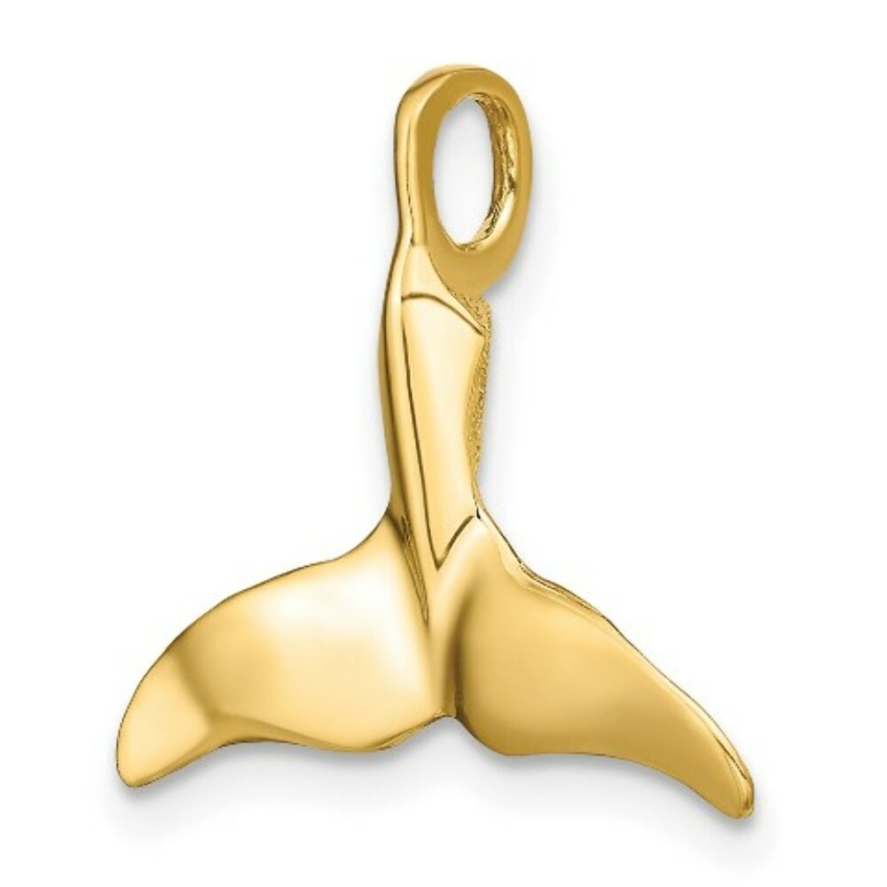 14K Yellow Gold 3-D & Polished WHALE TAIL Charm Pendant