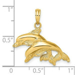 Load image into Gallery viewer, 14K Yellow Gold 2-D Polished and Engraved DOUBLE DolphinS Charm Pendant
