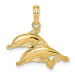 Load image into Gallery viewer, 14K Yellow Gold 2-D Polished and Engraved Dolphins Charm Pendant
