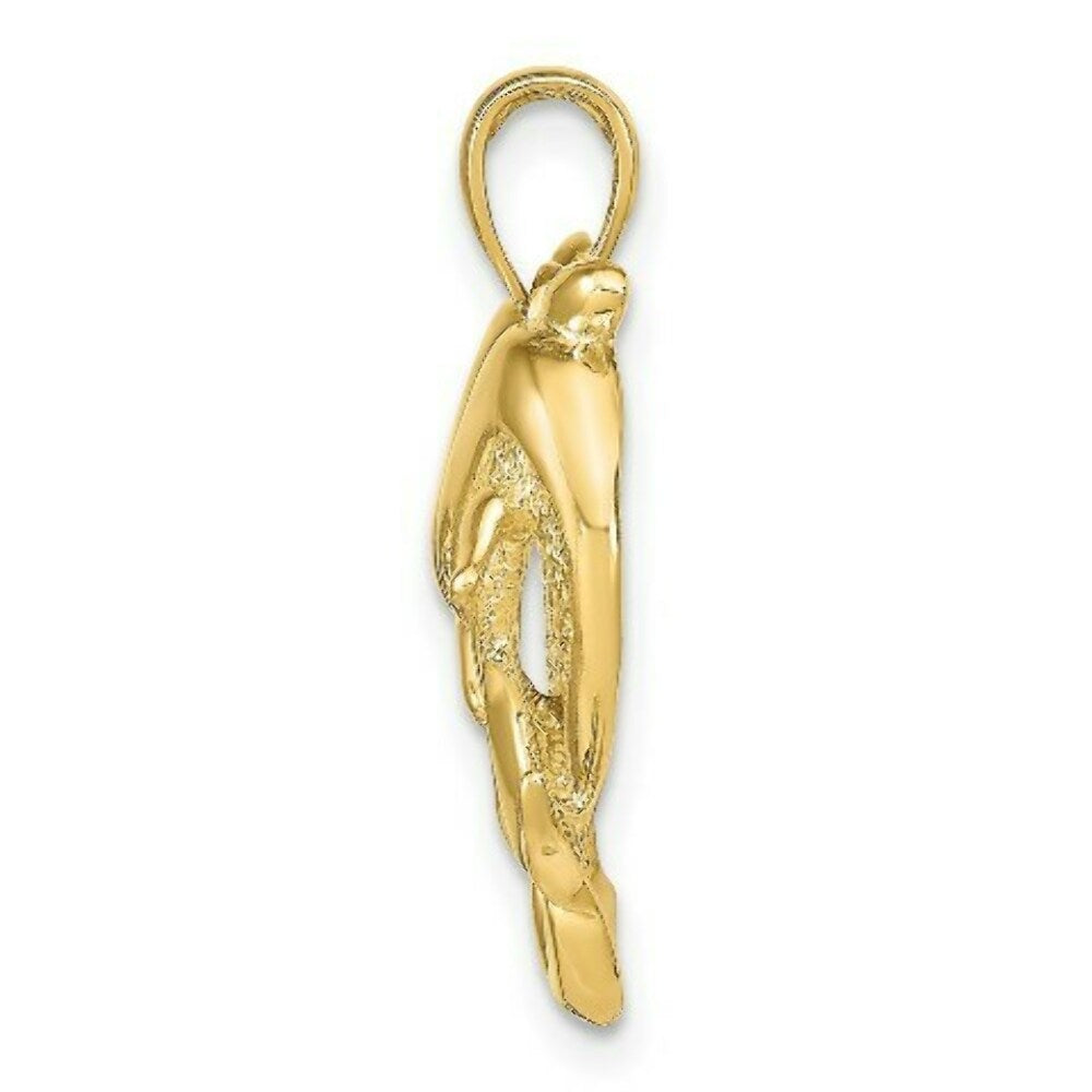 14K Yellow Gold Dolphins Pendant