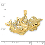 Load image into Gallery viewer, 14K Yellow Gold Dolphins Swimming In Front of Starfish Charm Pendant
