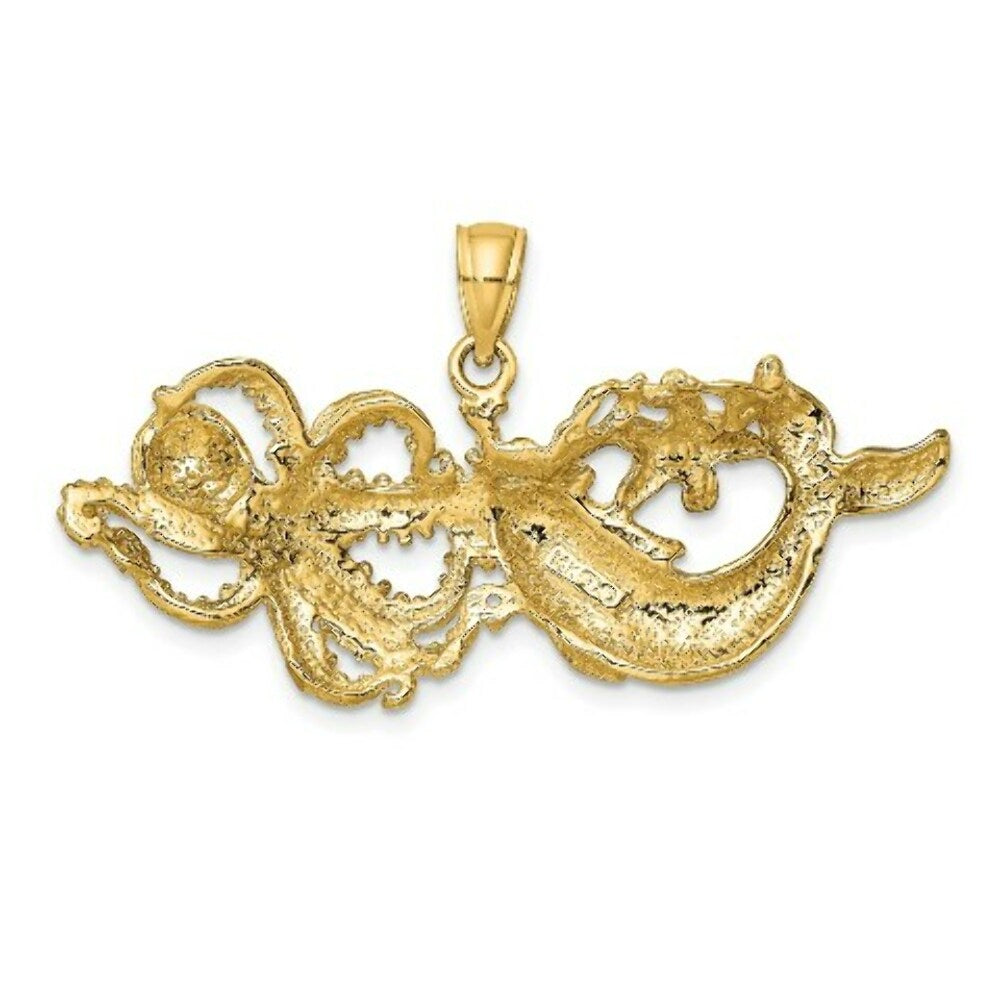 14K Yellow Gold Swimming Dolphin and Octopus
