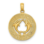 Load image into Gallery viewer, 14K Yellow Gold BEAUFORT, SC On Round Frame With Dolphins Charm Pendant
