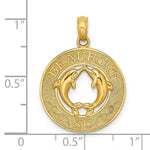 Load image into Gallery viewer, 14K Yellow Gold BEAUFORT, SC On Round Frame With Dolphins Charm Pendant
