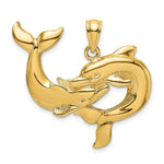 Load image into Gallery viewer, 14K Yellow Gold Polished Two Dolphins Together Charm Pendant
