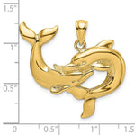 Load image into Gallery viewer, 14K Yellow Gold Polished Two Dolphins Together Charm Pendant
