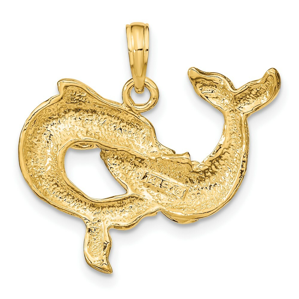 14K Yellow Gold Dolphins Pendant