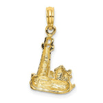 Load image into Gallery viewer, 14K Yellow Gold 2-D Lighthouse With Waves &amp; Buildings Charm Pendant
