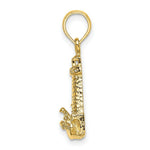 Load image into Gallery viewer, 14K Yellow Gold 2-D Lighthouse With Waves &amp; Buildings Charm Pendant

