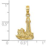 Load image into Gallery viewer, 14K Yellow Gold 2-D Lighthouse With Waves &amp; Buildings Charm Pendant
