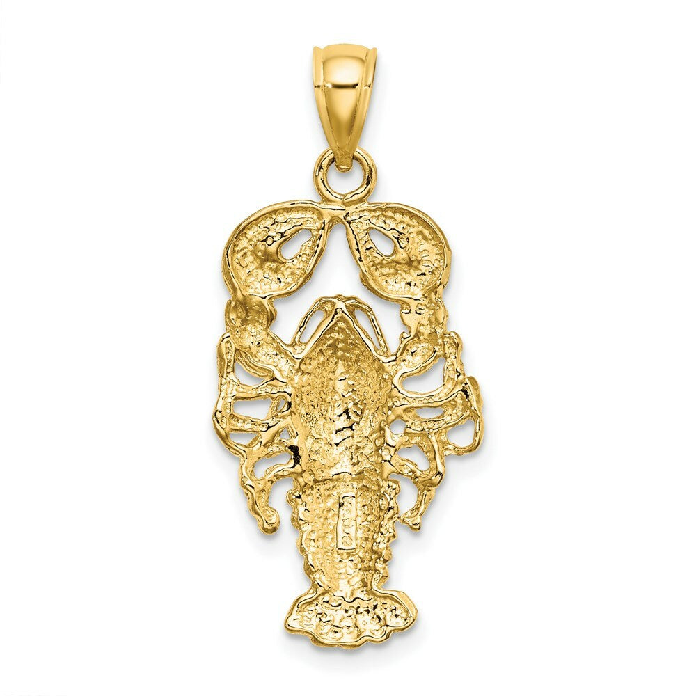 14K Yellow Gold 2-D Textured Maine Lobster Charm Pendant