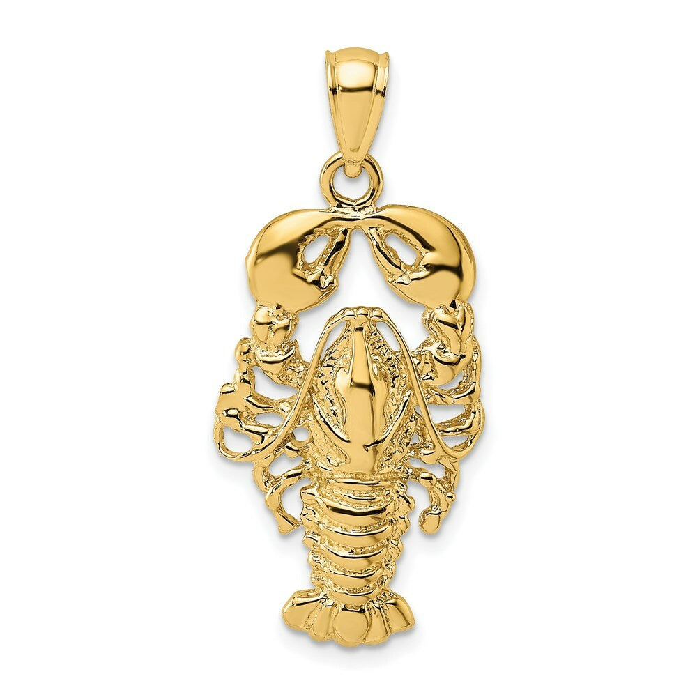 14K Yellow Gold 2-D Textured Maine Lobster Charm Pendant