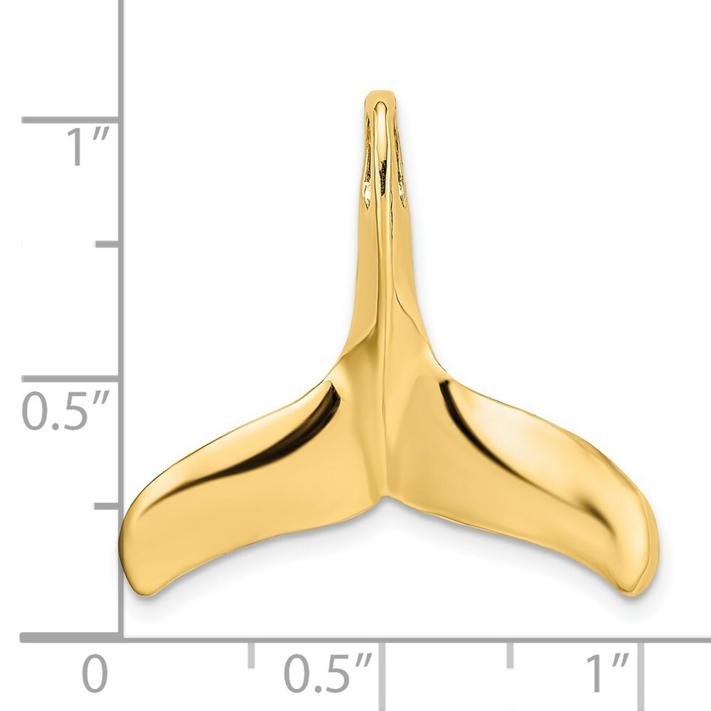 14K Yellow Gold 3-D Polished and Textured Whale Tail Charm Pendant