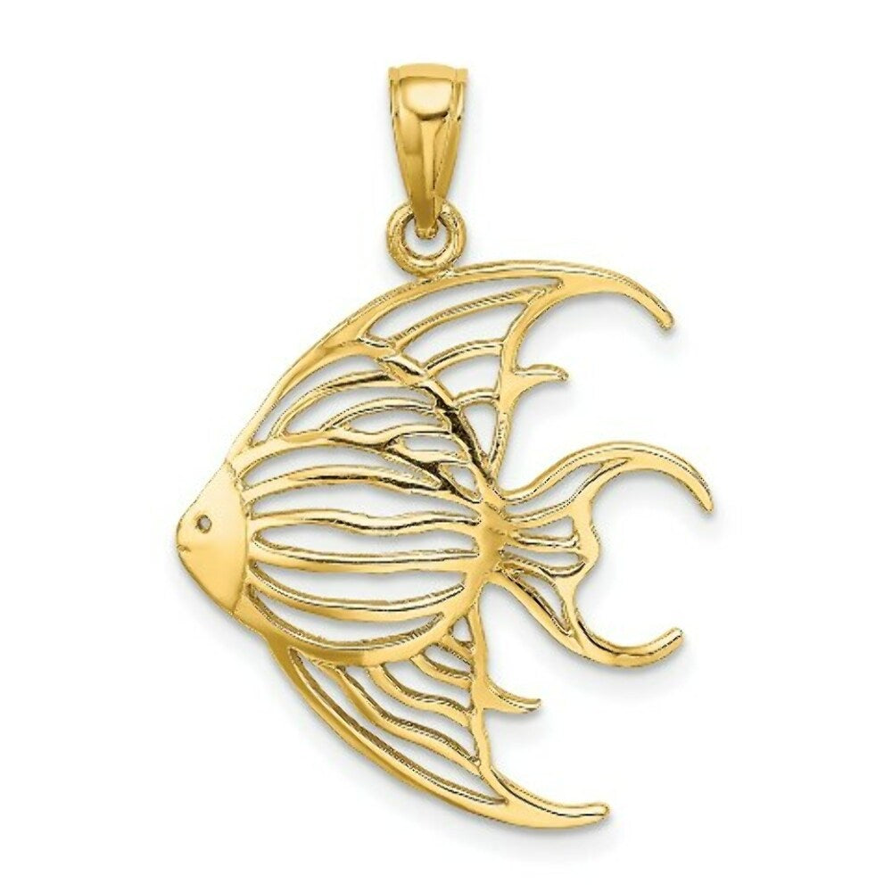 14K Yellow Gold Cut-Out AngelFISH Charm Pendant