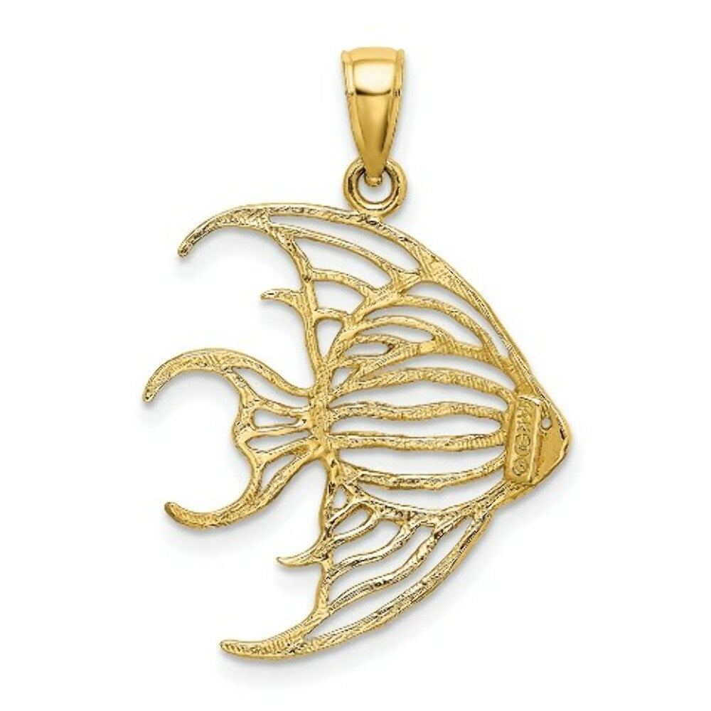 14K Yellow Gold Cut-Out AngelFISH Charm Pendant
