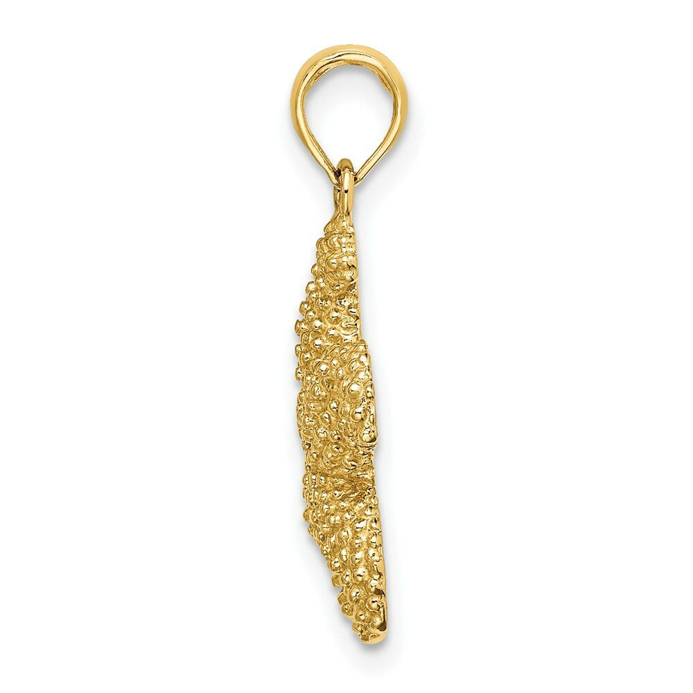 14K Yellow Gold 2-D Puffed Starfish Charm Pendant