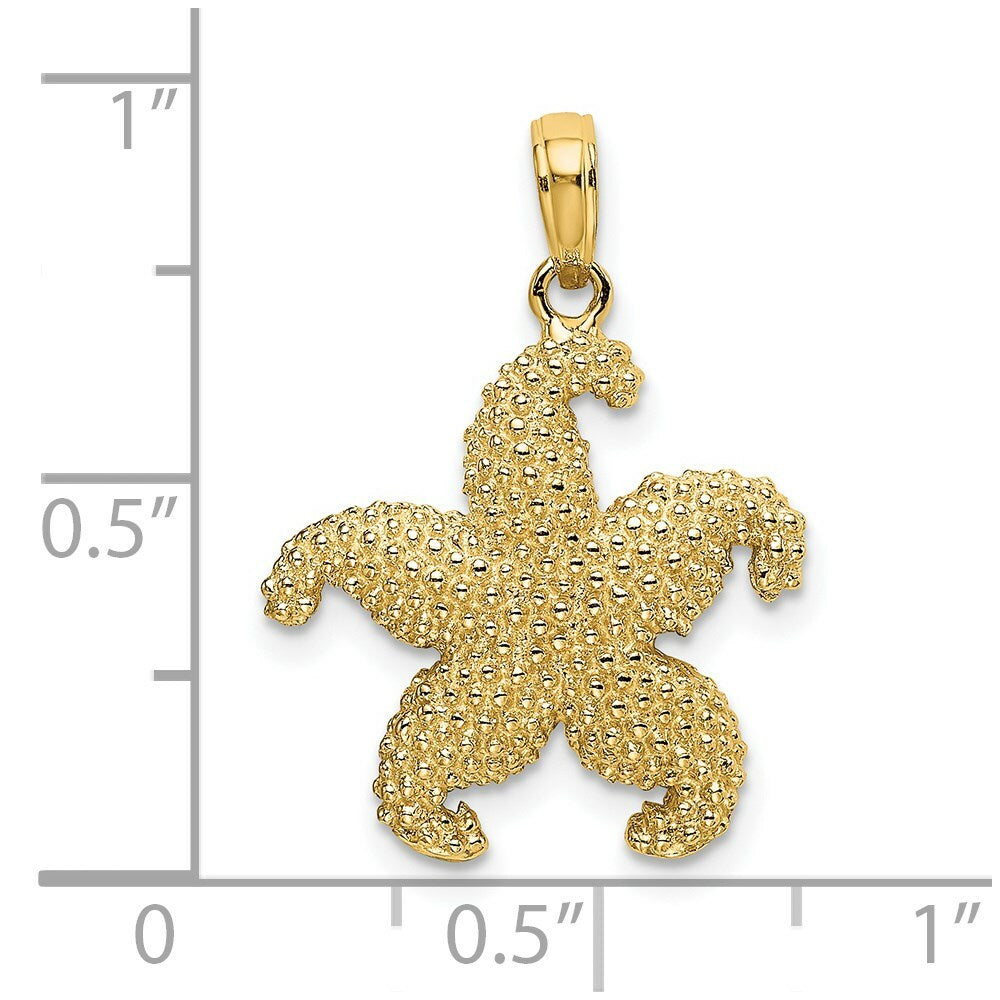 14K Yellow Gold 2-D Puffed Starfish Charm Pendant