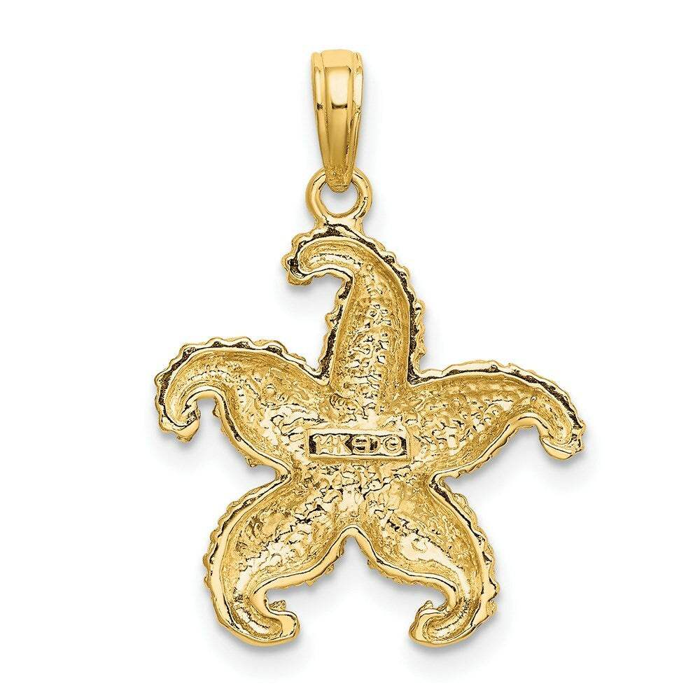 14K Yellow Gold 2-D Puffed Starfish Charm Pendant