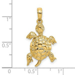 Load image into Gallery viewer, 14K Yellow Gold 2-D Polished and Textured TURTLE Charm Pendant

