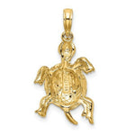 Load image into Gallery viewer, 14K Yellow Gold 2-D Polished and Textured TURTLE Charm Pendant
