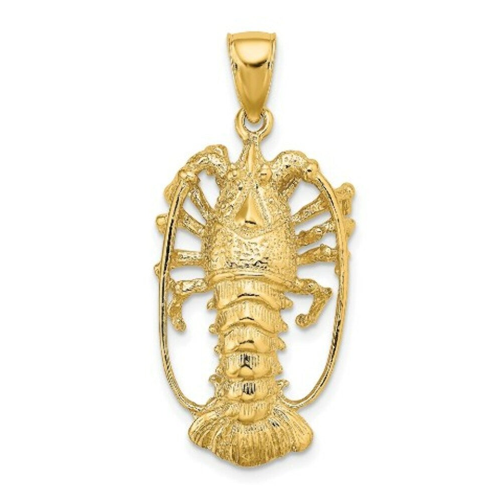 14K Yellow Gold Florida Lobster Charm Pendant