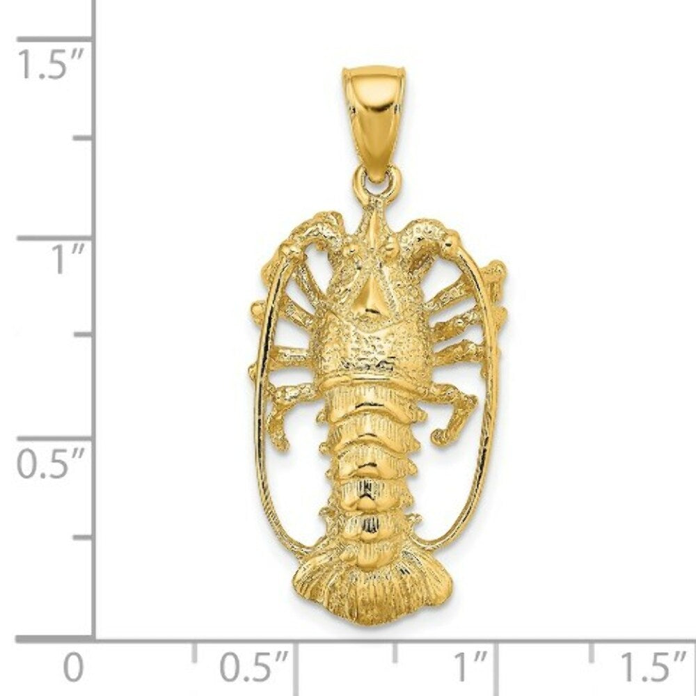 14K Yellow Gold Florida Lobster Charm Pendant