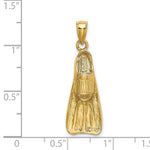 Load image into Gallery viewer, 14K Yellow Gold 3-D Scuba Flipper Charm Pendant
