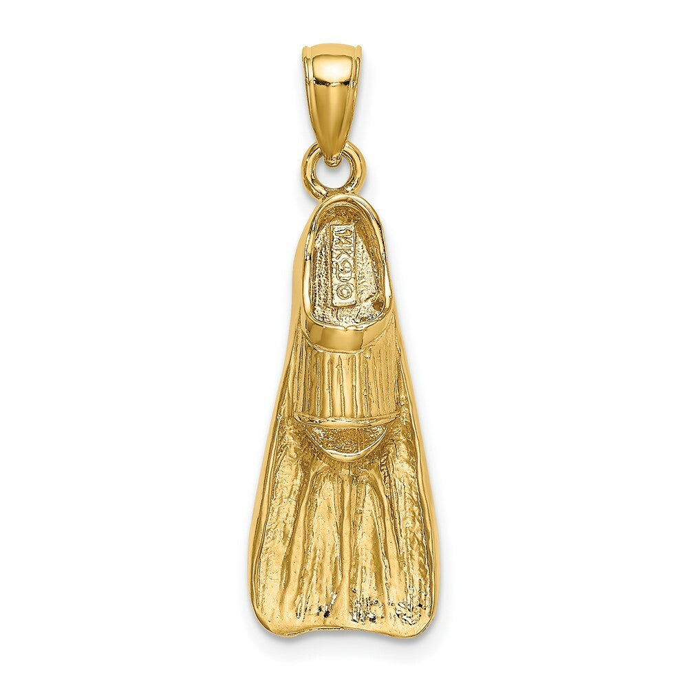 14K Yellow Gold 3-D Scuba Flipper Charm Pendant
