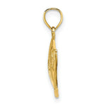 Load image into Gallery viewer, 14K Yellow Gold 2-D Polished and Textured Fish Charm Pendant

