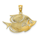 Load image into Gallery viewer, 14K Yellow Gold 2-D Polished and Textured Fish Charm Pendant
